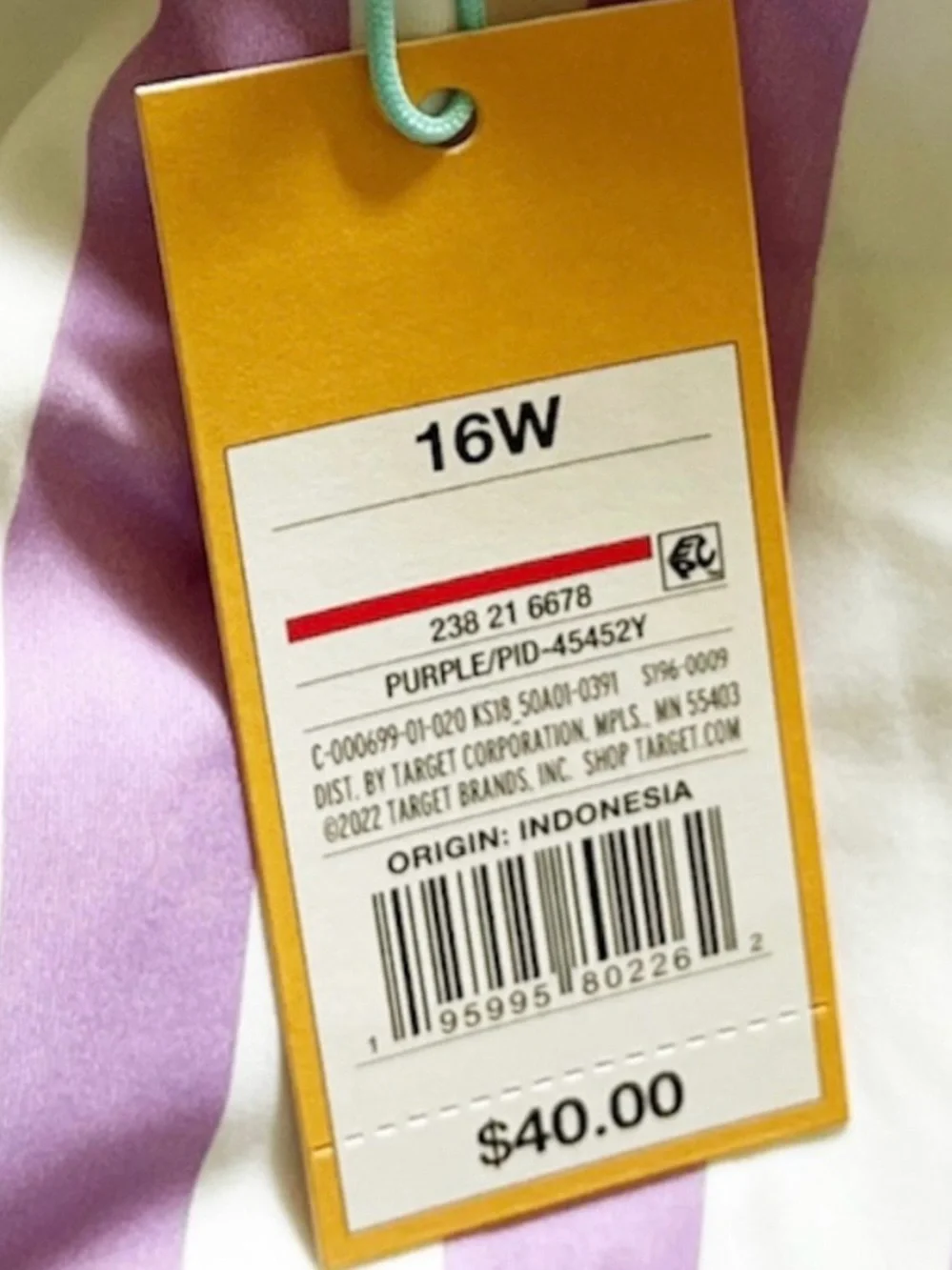 Kona Sol Purple Vertical‑Stripe One‑Piece Swimsuit 16W NWT